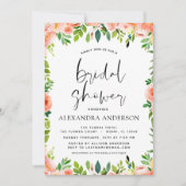 コーラルピーチブライダルシャワーフローラ招待状 招待状 (正面)
