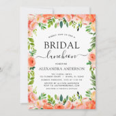 コーラルピーチブライダルシャワールンチョンフローラ 招待状 (正面)