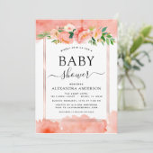 コーラルピーチベビーシャワーフローラパステル招待状 招待状 (スタンド正面)