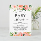 コーラルピーチベビーシャワーフローラパステル 招待状 (スタンド正面)