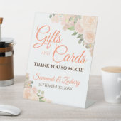 コーラルピーチボホフローラウェディングギフト&カード 台座サイン (インサイチュ)