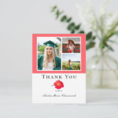 コーラルピーチモダンフローラコラージュ卒業 サンキューカード (スタンド正面)