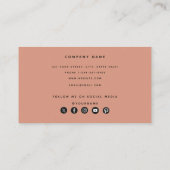 コーラルピーチモダンミニマリストのソーシャルメディアのアイコン 名刺 (裏面)