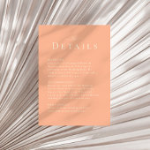 コーラルピーチモダンミニマル結婚リストの詳細カード 招待状