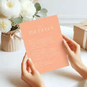 コーラルピーチモダンミニマル結婚リストの詳細カード 招待状