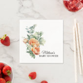 コーラルピーチ素朴フラワーグリーナリー紙 スタンダードカクテルナプキン (インサイチュ)