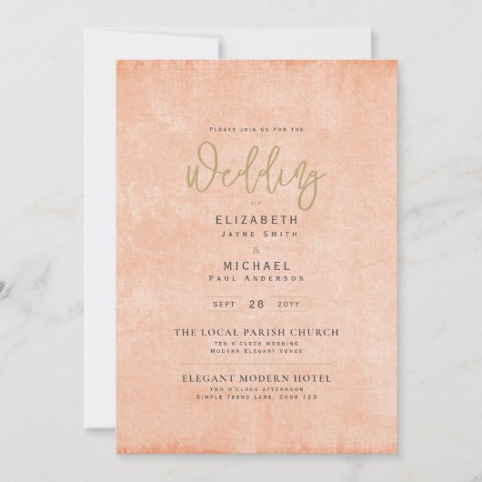 コーラルピーチ結婚のインスタントデジタルダウンロード 招待状 (正面)