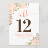 コーラルピーチ結婚フローラのテーブル番号カード大 (裏面)