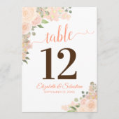 コーラルピーチ結婚フローラのテーブル番号カード大 (正面)