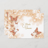 コーラルピーチ結婚金ゴールド婚約 招待状 (正面/裏面)
