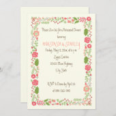 コーラルピーチ縁ど結婚フローラのリハーサル 招待状 (正面/裏面)