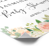 コーラルピーチ赤面牡丹フローラベビーシャワーサイン ポスター (角)