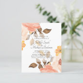 コーラルピーチ金ゴールドブロンズフローラ結婚式招待状 (スタンド正面)