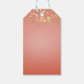 コーラルピーチ ディップ チック ゴールドドット パーティーファヴォリ ギフトタグ (裏面)
