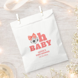 コーラルピーチ Oh Baby リボン サッカー スポーツ ベビーシャワー フェイバーバッグ