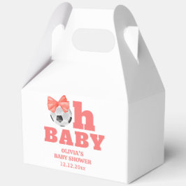 コーラルピーチ Oh Baby リボン サッカー スポーツ ベビーシャワー フェイバーボックス