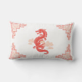 コーラルピーチChinoiserieドラゴン&クラウド ランバークッション (裏面)