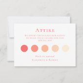 コーラルピ結婚ンクの衣装ゲストドレスコードカード サンキューカード (正面)