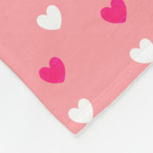 コーラルピ赤と白ンクのマゼンタハート フリースブランケット (角)