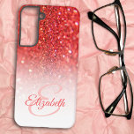 コーラルフェイクグリッターシグラデーションックモノグラムギフトアイディア SAMSUNG GALAXY S22 ケース<br><div class="desc">このシックグラデーションなデザインは名前とイニシャル文字モノグラムのためのテンプレート文字とコーラルグリッターの背景を備えているフェイク。名前とイニシャルで文字フィールドをパーソナライズし、両方または1つを削除するか、またはデザインツールを使用してフォントのスタイル、サイズ、および色を選択して編集。あなたは母の日に母のための甘い贈り物を作ることができパーソナライズされたる、誕生日の贈り物または他の特別な機会の贈り物。</div>
