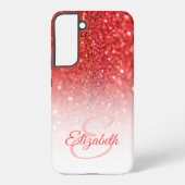 コーラルフェイクグリッターシグラデーションックモノグラムギフトアイディア SAMSUNG GALAXYケース (裏面)