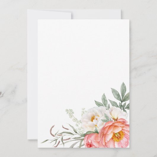 コーラルフェミニンピーチフローラ40歳の誕生日 招待状 (裏面)