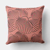 コーラルフェミニン&ブラックシーシェルパターン クッション (裏面)