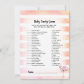 コーラルフラミストライプのンゴベビーキャンディーシャワーゲーム 招待状 (正面)