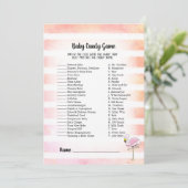 コーラルフラミストライプのンゴベビーキャンディーシャワーゲーム 招待状 (スタンド正面)