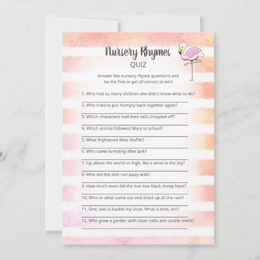 コーラルフラミストライプのンゴ子供部屋ライムスシャワーカード 招待状 (正面)