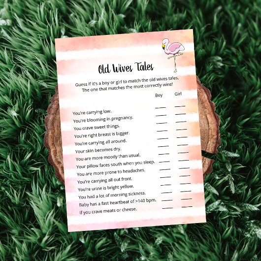 コーラルフラミストライプのンゴ旧妻テイルズシャワーカード 招待状