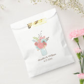 コーラルフラワーズインメイソンジャー結婚式の引き出物バッグ フェイバーバッグ (封をした状態)