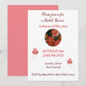 コーラルフラワーズバタフライカントリーブライダルシャワー 招待状 (正面/裏面)