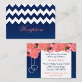 コーラルフラワーズ アンド ネイビーブルー エンクロージャーカード (正面/裏面)