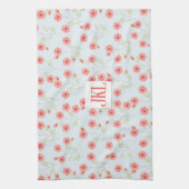 コーラルフラワーパターンキッチンタオル16" x 24" キッチンタオル (縦)
