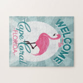 コーラルフロリダピンクフラミンゴレトロ ジグソーパズル (横)