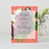 コーラルフローラエレガントバモダンーグンデ結婚ィ 招待状 (スタンド正面)