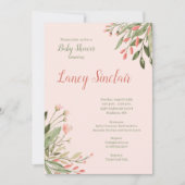 コーラルフローラコーナーベビーシャワー 招待状 (正面)
