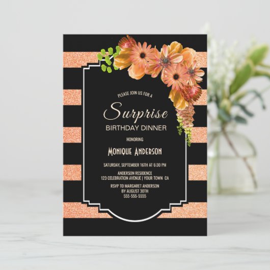 コーラルフローラサプライズ誕生日ディナーパーティー 招待状 (スタンド正面)