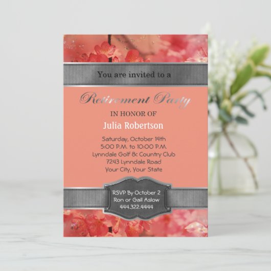 コーラルフローラスパークルリタイアメントパーティの招待状 招待状 (スタンド正面)