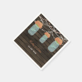 コーラルフローラパーソナライズされたス結婚メイソン瓶 スタンダードカクテルナプキン (角)