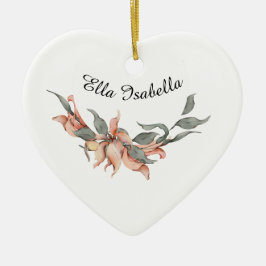 コーラルフローラパーソナライズされたリース名 セラミックオーナメント