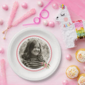 コーラルフローラフォト誕生日 ペーパープレート (パーティー)