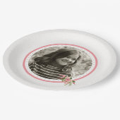 コーラルフローラフォト誕生日 ペーパープレート (アングル)