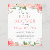 コーラルフローラベビーシャワーバジェット招待状 (正面)