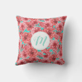 コーラルフローラルパターン&モノグラム クッション (裏面)