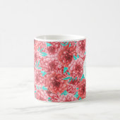 コーラルフローラルパターン&モノグラム コーヒーマグカップ (中央)