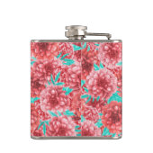 コーラルフローラルパターン&モノグラム フラスク (裏面)