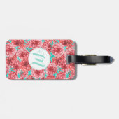 コーラルフローラルパターン&モノグラム ラゲッジタグ (裏面横)