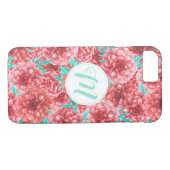 コーラルフローラルパターン&モノグラム Case-Mate iPhoneケース (裏面(横))